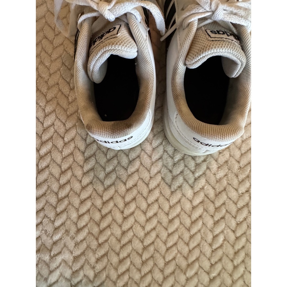 Adidas Grand Court White Black Stripes Kids Sneakers EF0103 Size 1 - Picture 5 of 7